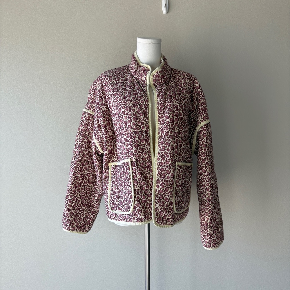 free people maroon floral quilt chloe jacket - Picture 2 of 9